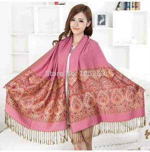 Модная шаль богемная бахрома Женская кашемировая пашминовая шаль шарф шаль - Цвет: pink