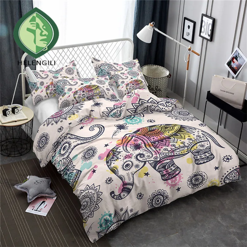 Helengili 3d Bedding Set Elephant Print Duvet Cover Set Lifelike