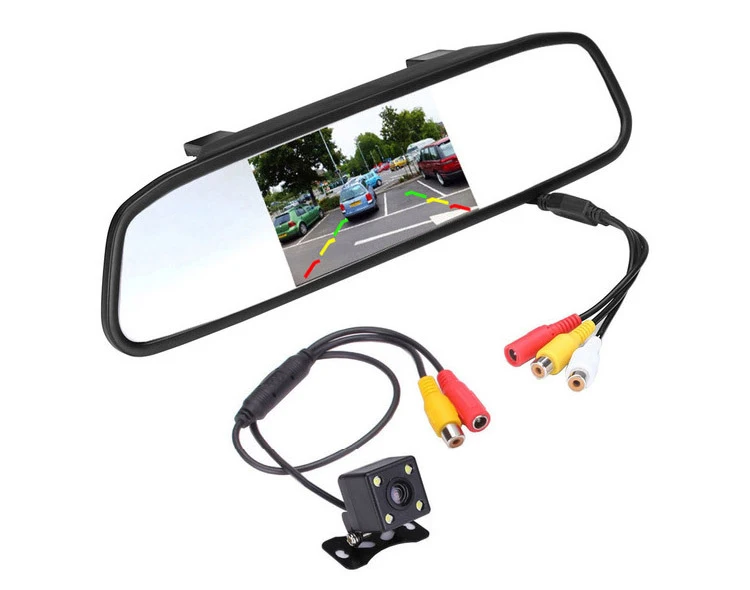 

CCD HD Waterproof Parking Monitors System, 4 LED Night Vision Car Rear View Camera + Car Rearview Mirror Monitor