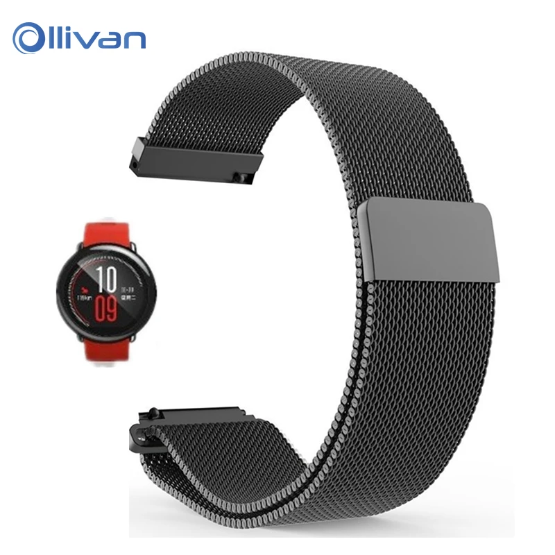 

NEW 22mm Milanese Loop Strap Magnetic Buckle for xiaomi Huami Amazfit strap Watch Band Stainless Steel Quick Release Wrist Belt