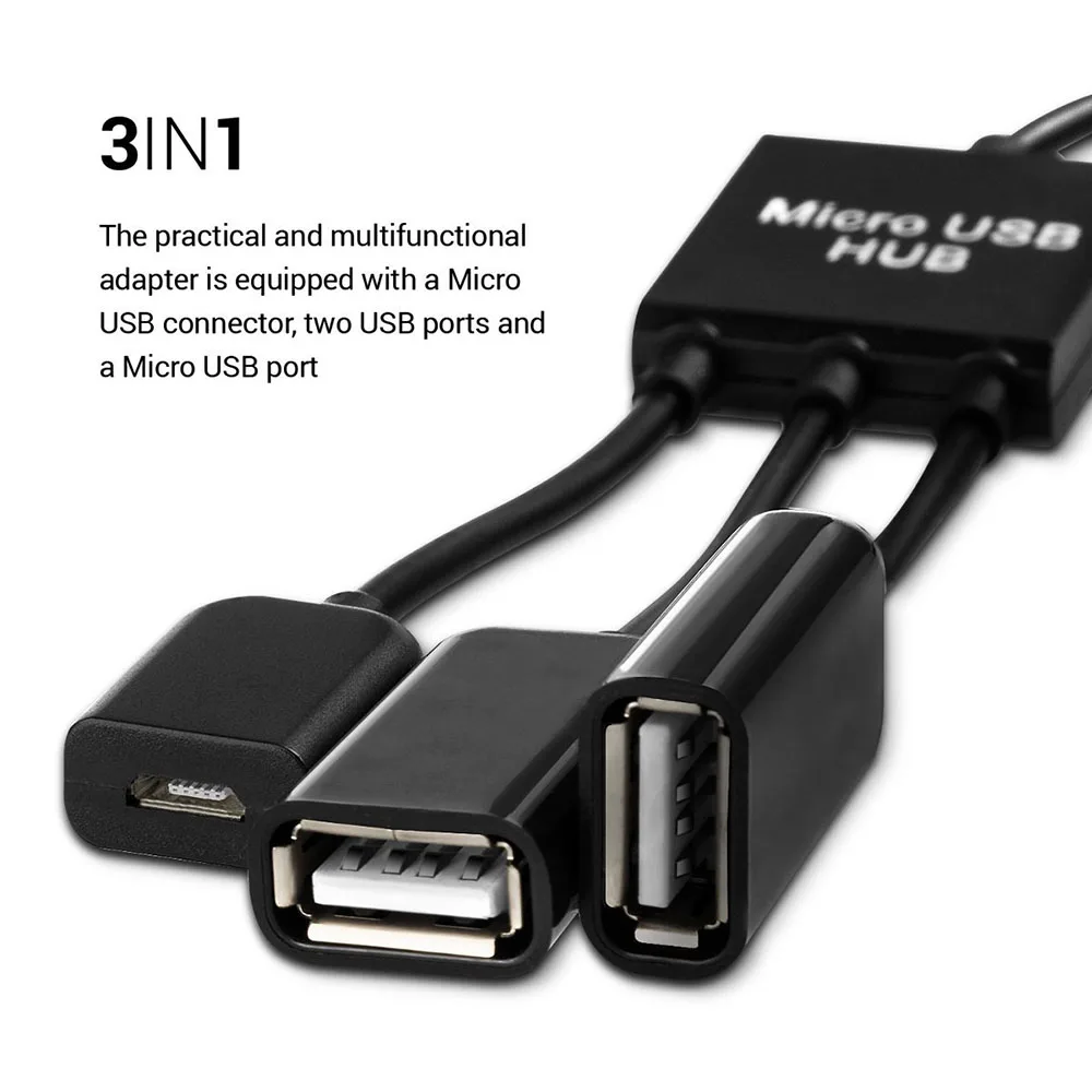 3 в 1 адаптер концентратор Micro USB OTG для смартфона/планшета сплиттер совместимый с