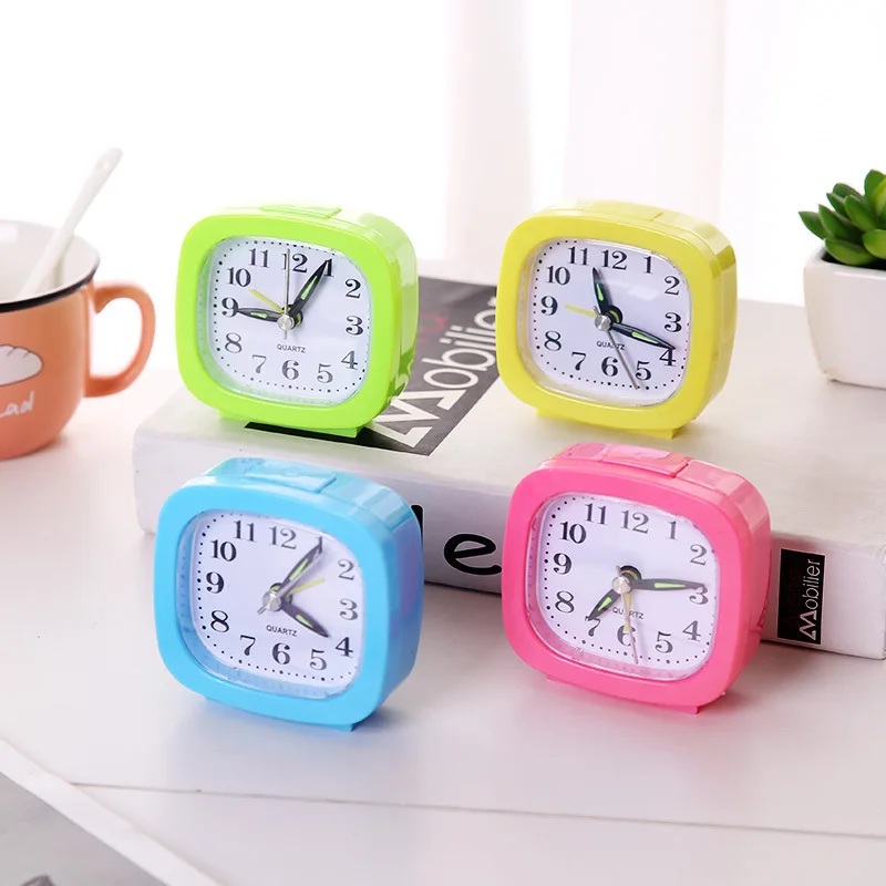 Fashion Square Small Bed Alarm Clock Transparent Case Compact Digital Alarm Clock Creative Cute Student Desk Table Clock