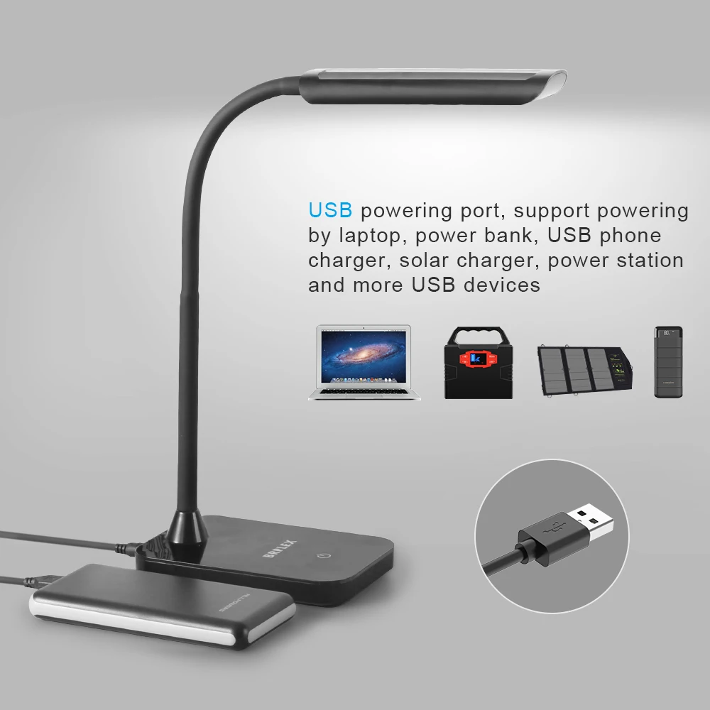 BRILEX Desk Lamp Flexible LED Lamp Touch Control Table Lamp 3 Lighting Modes Rotating and Adjustable Arm Black One Free Shipping