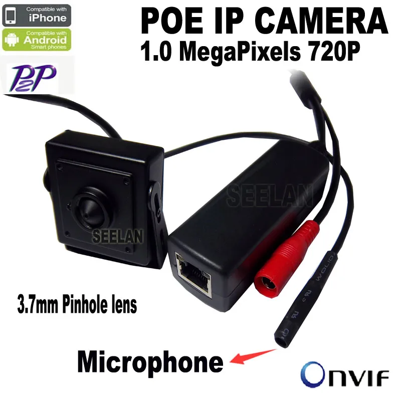 720P mini poe ip camera mini Microphone onvif p2p mini ip pinhole camera POE surveillance With external POE Power Over Ethernet