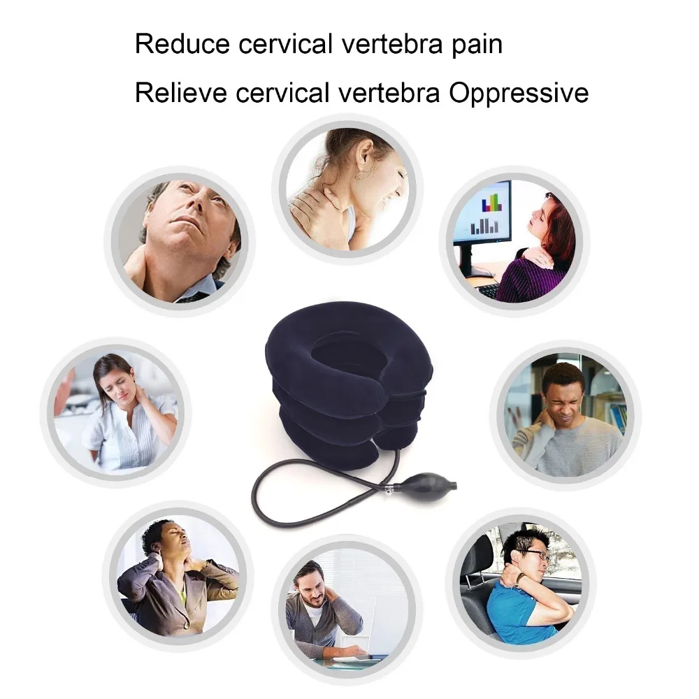 Dispositivo de estiramiento de cuello hinchable Cervical con soporte ortopédico de columna vertebral para aliviar el dolor de la cabeza