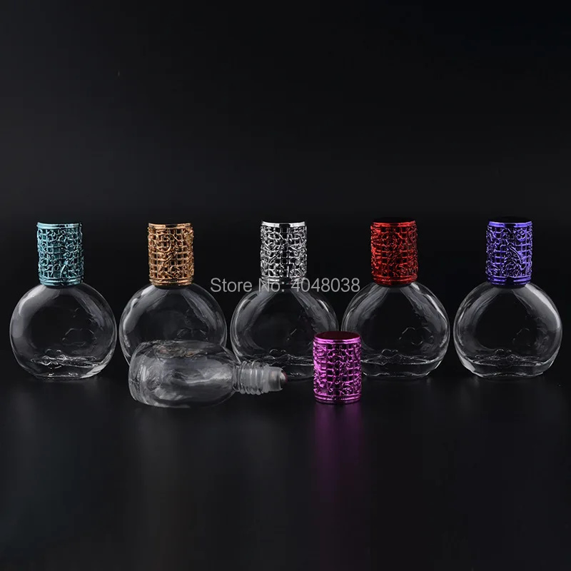 20 pcslot Cosmetic Cream Jar Transparent Glass Empty Essential Oil Refillable Bottle Steel Roller Ball 13 ML Emulsion Bottles (4)
