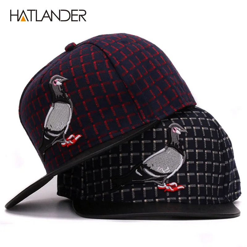 

HATLANDER Brand 3D Pigeon hip hop baseball caps for men women outdoor sport hats gorras adjustable casual flat brim snapback cap