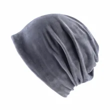 Унисекс осеннее однотонное бархатное шапка Skullies полиэфирная вязаная шапочка шапка весенние повседневные шапочки многофункциональные шапки