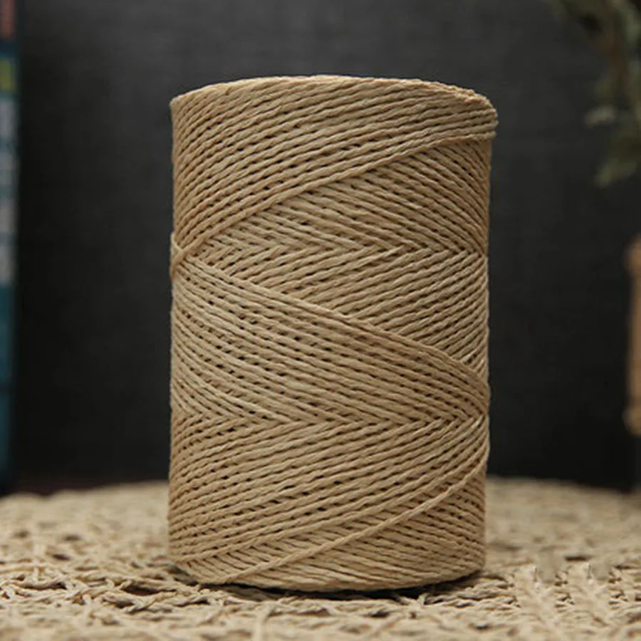 khaki 500 г/рулон пряжа из рафии, ручная вязка, бумажная соломенная веревка, пряжа для вязания, пряжа для ручной работы, летняя шляпа, материал, поставщик - Цвет: khaki