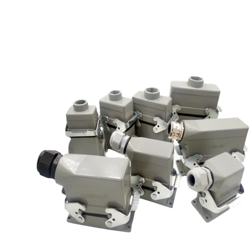 

Heavy-Duty Connector HE006/10/16/24/32/48 Rectangular 16A Industrial Waterproof Aviation Plug Top And Lateral