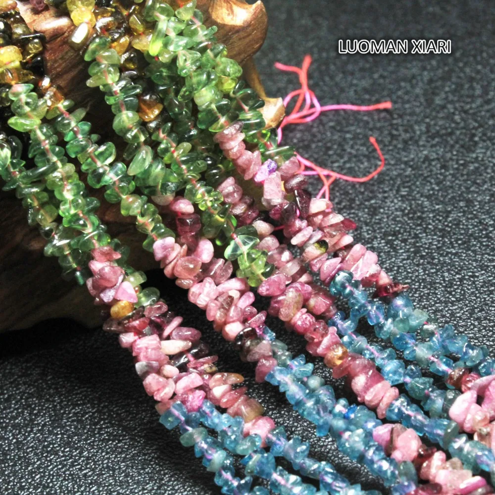 Luoman xiari нерегулярные Природный турмалиновый камень бусины для самостоятельного изготовления ювелирных изделий браслет ожерелье материал около 5-8 мм нить 15''