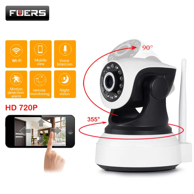 

Fuers IP Camera WIFI CCTV mini securitya camera Wireless 720P IR-Cut Night Vision Baby Monitor Audio Record Indoor Surveillance
