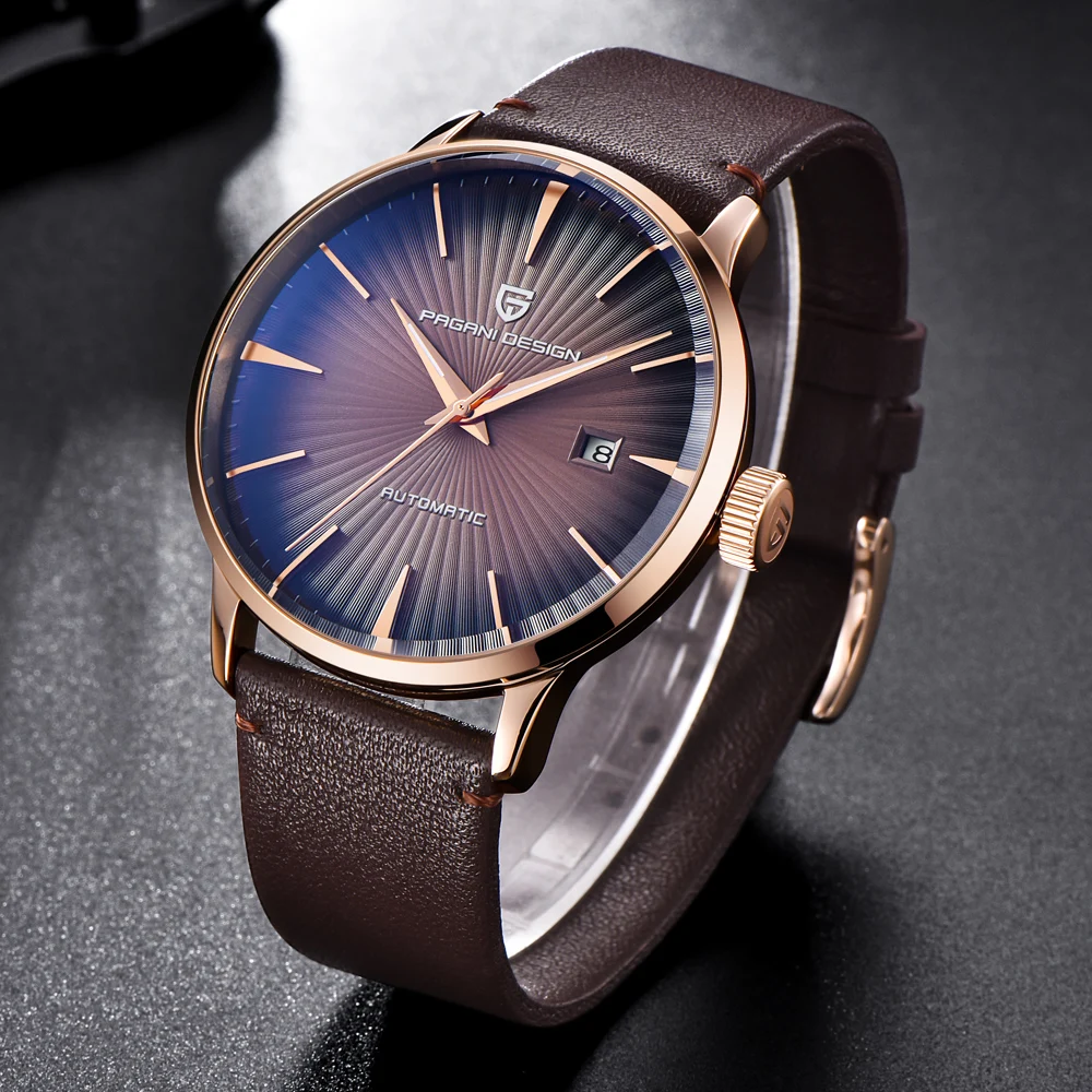 PAGANI Дизайн Новые мужские классические механические часы водонепроницаемые 30 м из натуральной кожи брендовые Роскошные автоматические деловые часы