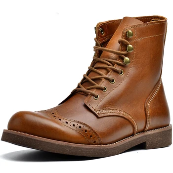 

Fashion Genuine Leather Casual Men Bullock Ankle Boots Winter Botas Hombre 2019 Boots Outdoor Zapatos De Hombre Safety Shoes