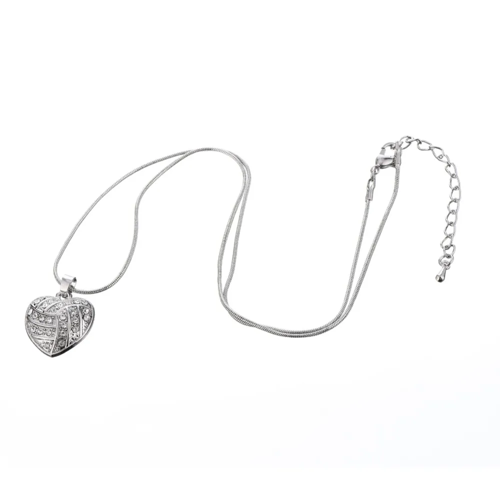 My shape спортивные ювелирные изделия модный прозрачный кристалл я люблю волейбол сердце форма кулон ожерелье с кольцевой цепью для подарков 3 стиля выбрать