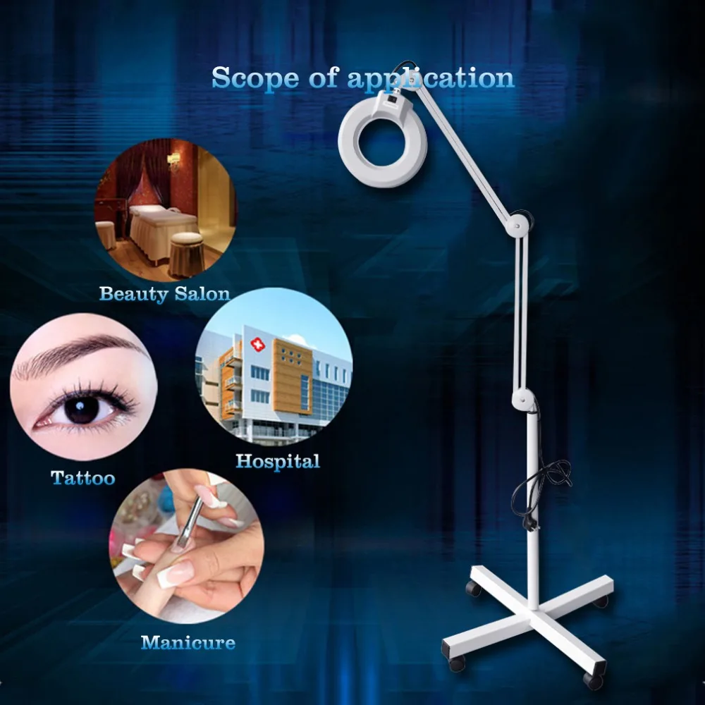 

Magnifying Lamp with Cold Fluorescent Light 5X/8X/10X/20X Magnifying Mirror With A High Stability 4-Wheel Base for Beauty