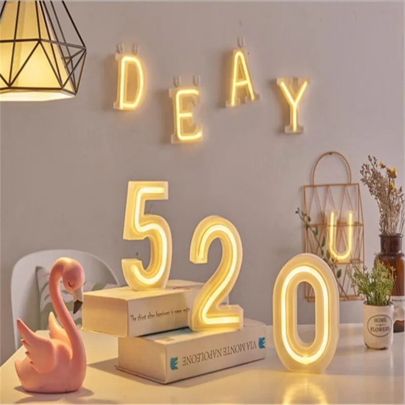 Креативный 3D 26 букв Алфавит LED Marquee знак ночник крытый настенный Ночник декор