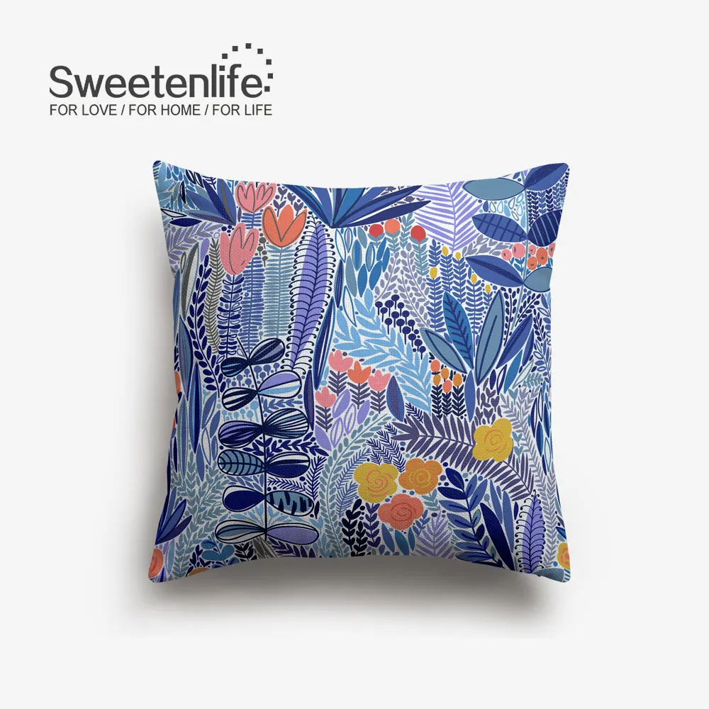 Sweetenlife, 60x60 см, цветочный рисунок, наволочка для подушки, пасторальный стиль, наволочки для подушки, домашний декор, высокое качество, белая льняная декоративная подушка - Цвет: SL0243