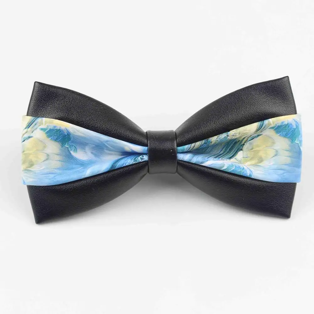Двухсторонние классические галстуки из искусственной кожи с узором бабочки вечерние галстук-бабочка черный плюшевый благородный галстук-бабочка - Цвет: 14