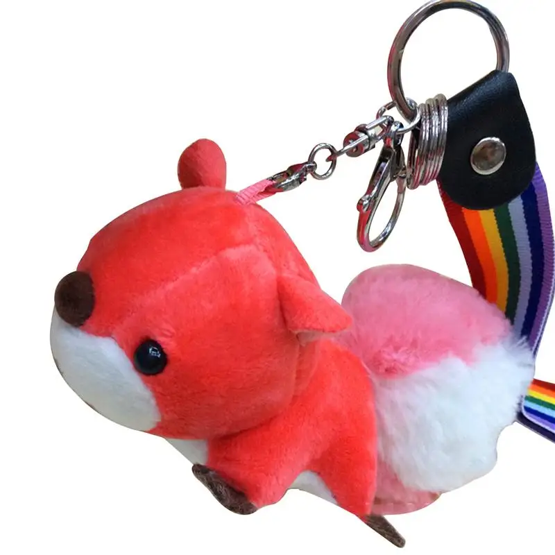 Car Key Ring Plush Animal Squirrel Keychain Ring Hanging Decoration