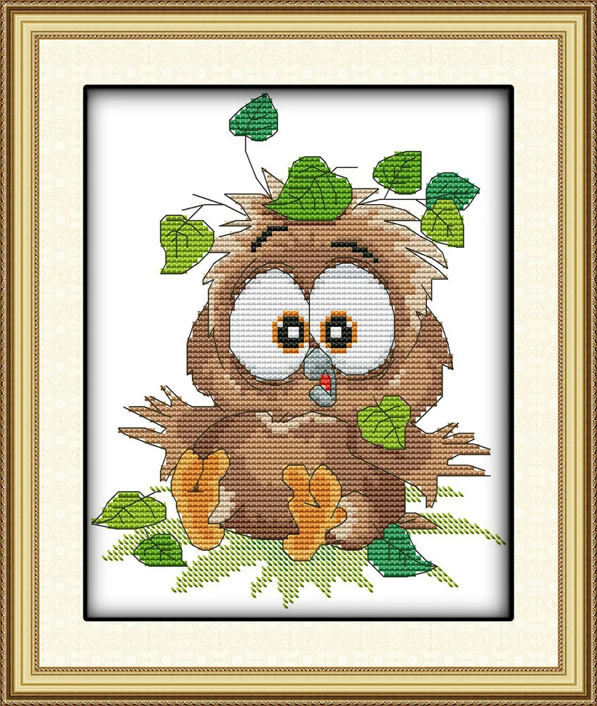 Download Baby owl cross stitch kit 18ct 14ct 11ct count printed ...