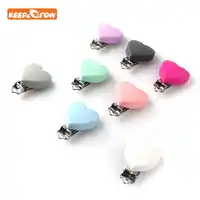 Keep&grow 50Pcs Heart Shape Pacifier Clips Food Grade Silicone Holder DIY Baby Teether Pacifier Chain Accessories Nipple Clasps