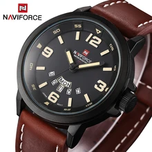 Naviforce Элитный бренд Водонепроницаемый кварцевые часы Для мужчин кожа армии Военное Дело наручные Календари часы Relogio Masculino