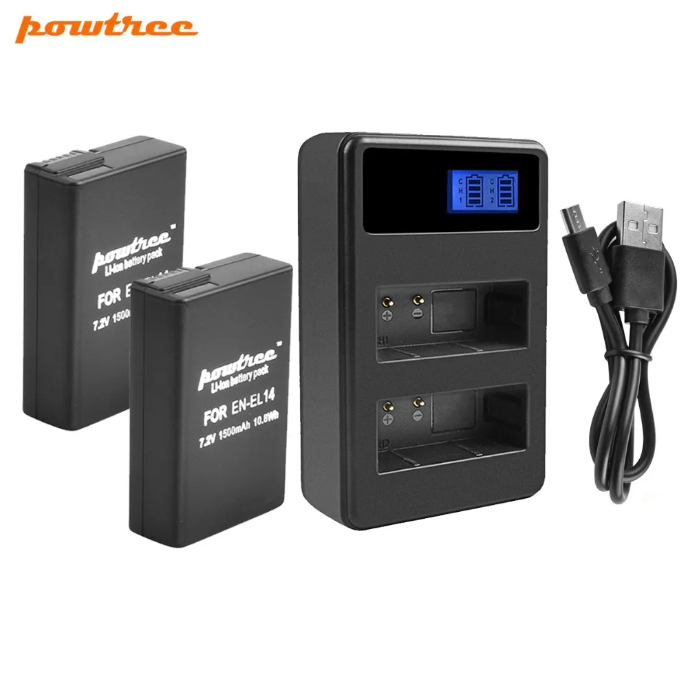

Powtree For Nikon 7.2V 1500 mAh EN-EL14 ENEL14 EN EL14 Rechargeable Lithium Replacement P7800,P7700,P7100,P7000,D5500D5300,D5200