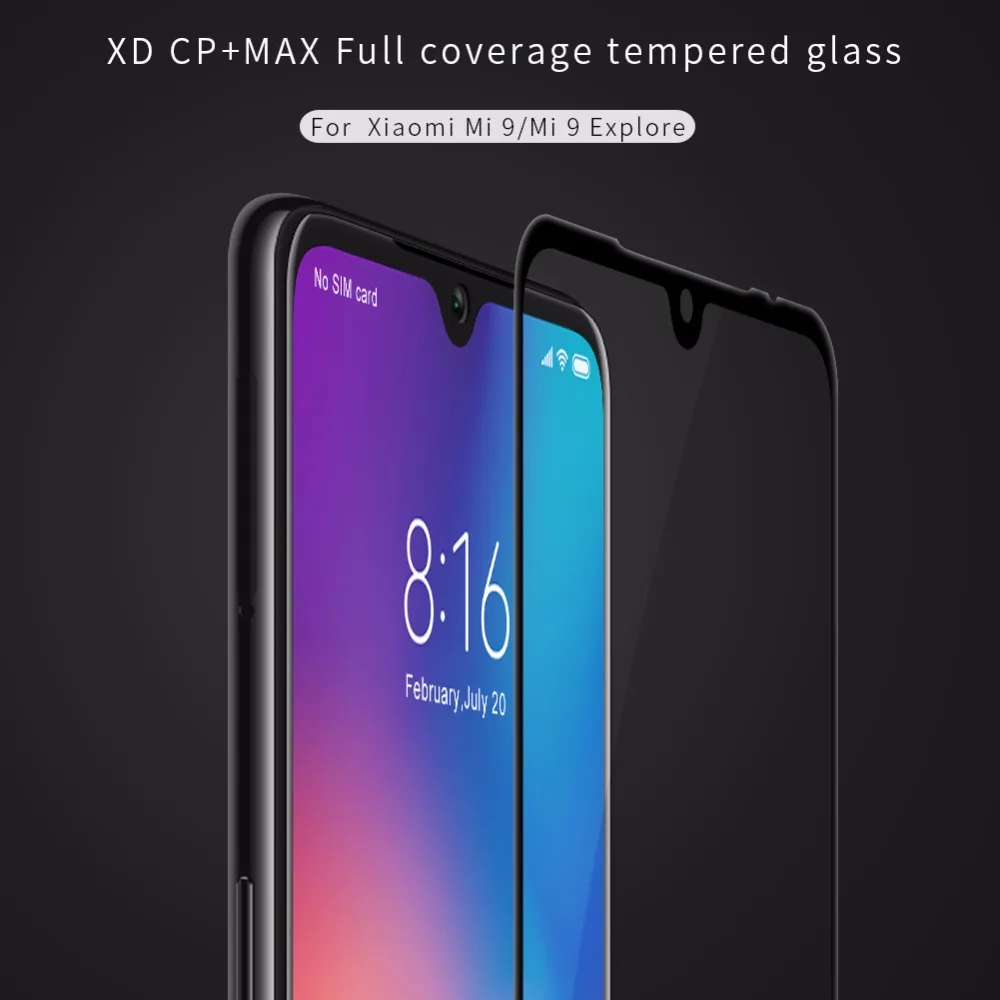 

Arc Curve Full Coverage Glass Screen Protector For Xiaomi mi 9 /mi9 Explore NILLKIN Amazing XD CP+MAX Anti-Explosion Glass film