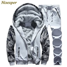 Новинка, зимние мужские комплекты, модный бренд, флисовая подкладка, толстый спортивный костюм+ штаны, мужской весенний теплый спортивный костюм, мужская спортивная одежда