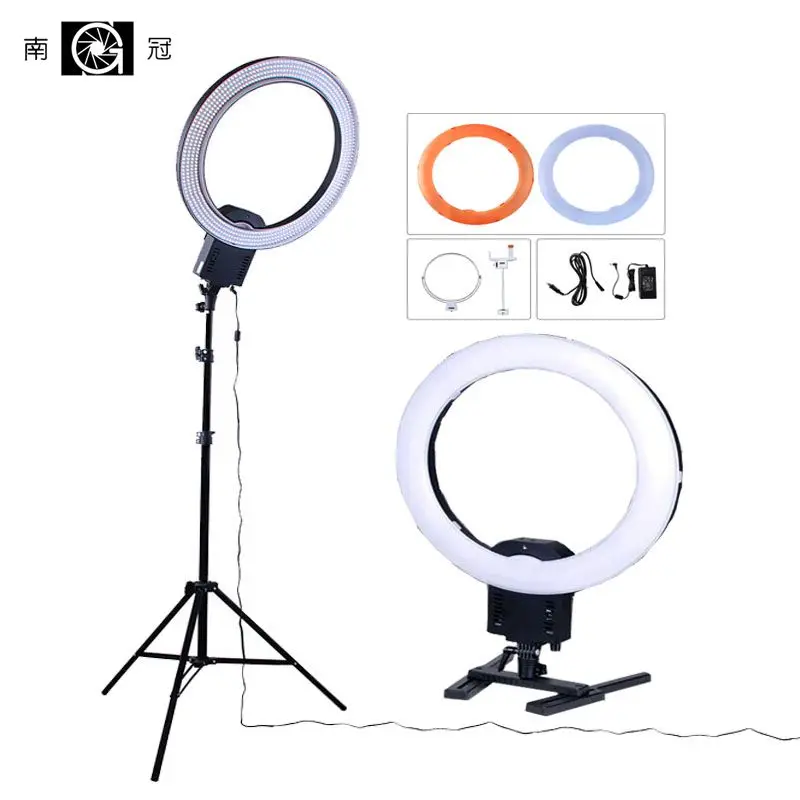 

Nanguang CN-R640 Photography Lighting 19" 640 LED 5600K Dimmable Camera Photo phone Ring Video Light Lamp & Tablet Tripod Stand