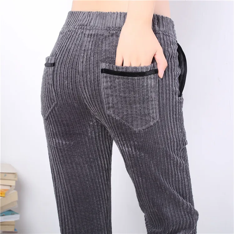 Осенние женские вельветовые штаны Pantalon Mujer, штаны-шаровары с эластичной талией размера плюс 3XL, повседневные спортивные штаны, обтягивающие штаны