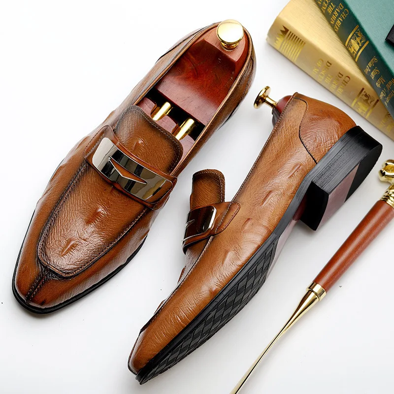 Padrão Genuíno Liso marrom Casuais Homem Crocodilo Sapato Formais Hot Marrom De Vaca Preto Qyfcioufu Preto Vestido Homens Sale Sapatos Couro wqH6nXf8