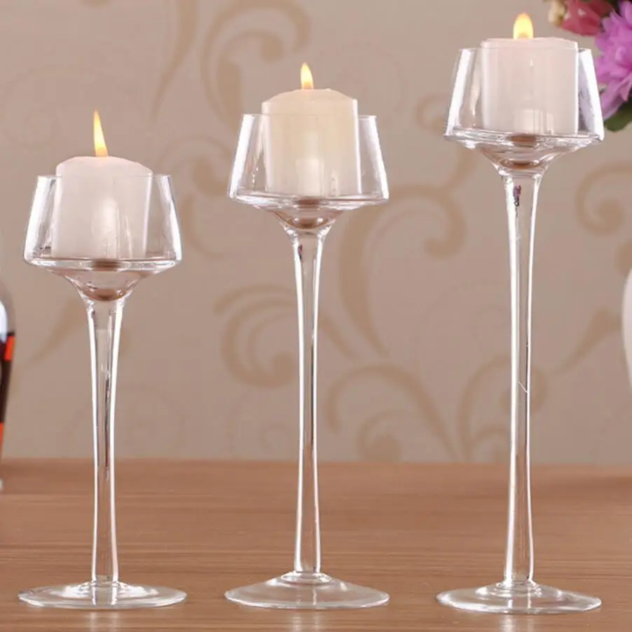 3pk Elegant Romantic Creative Goblet Glass Candle Holder Candlestick Valentine's Day Home Decoration Light Tools | Дом и сад
