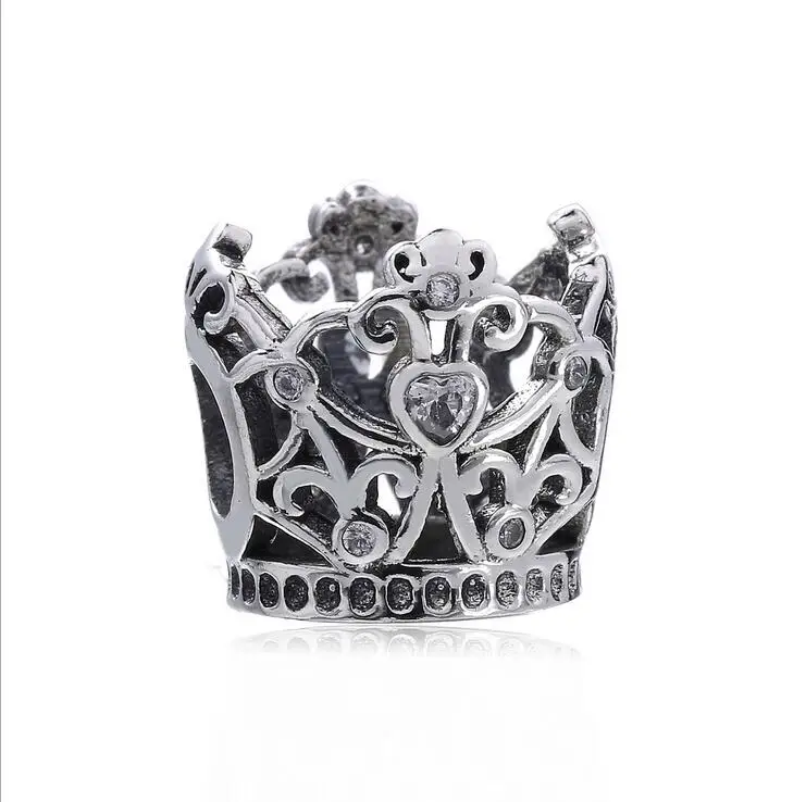 

Authentic 925 Sterling Silver pave CZ large Crown Sparkling Charm Beads Fits Pandora Bracelets& Necklace DIY Gift making