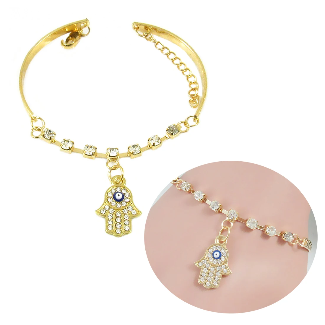 

Women Bracelet Bergamot Multi Layer Fatima Hand Finger Hand Harness Bracelets Bergamot diamond bracelet Women Fashion Jewelry