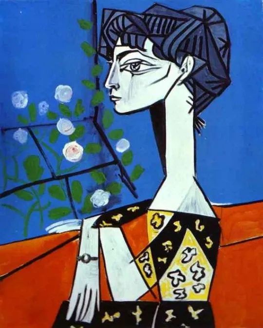 

100% handmade high quality Oil Painting Reproduction on Linen Canvas,Jacqueline with Flowers,Free DHL Shipping,Oil Painting