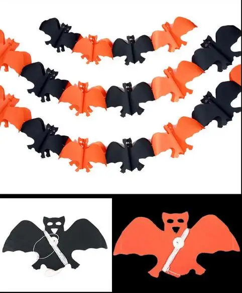 Details about   Halloween Paper Chain Garland Decoration Pumpkin Bat Ghost Spider Skull Shape.dr