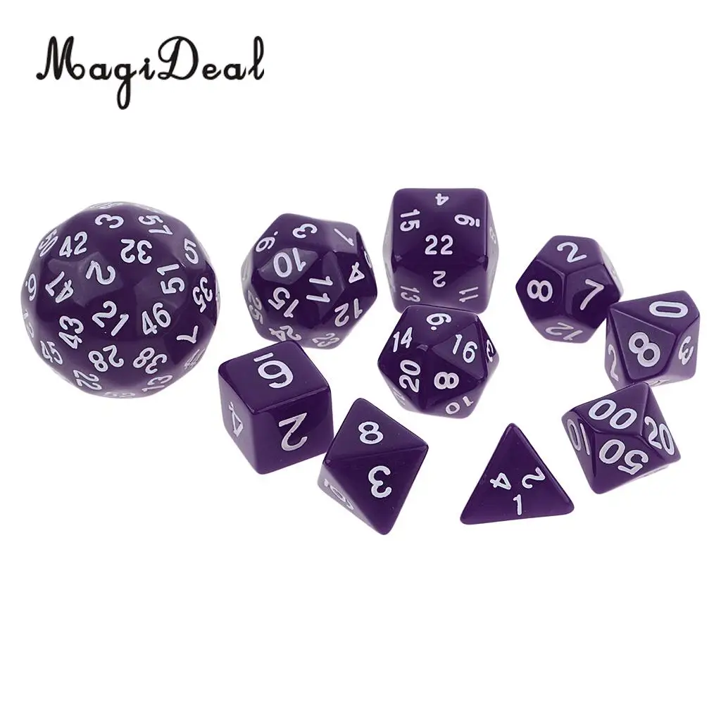 10 Pieces Acrylic Digital Dices Multi-Sided Dice Set for RPG Playing Game Tabletop Games Board Game Children Adult Youth Toys