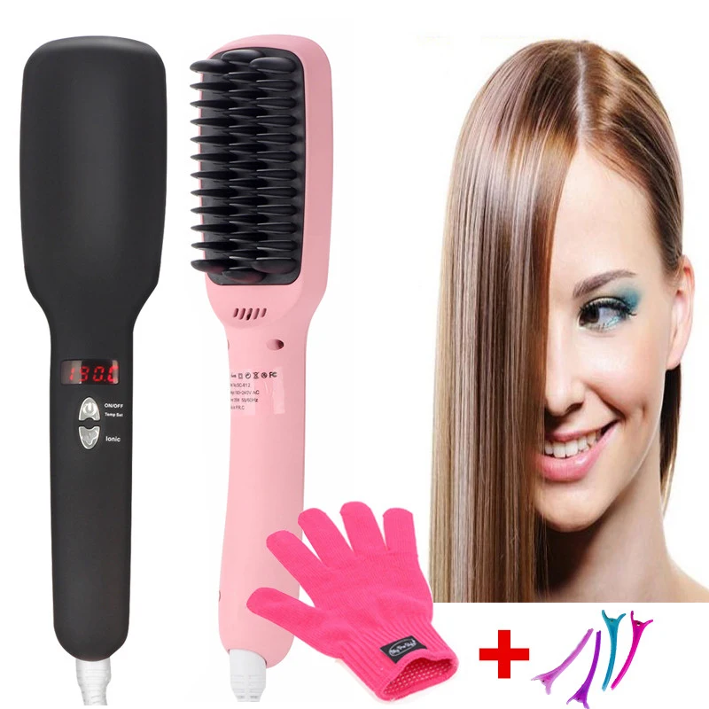 

2-in-1 Anion straightener comb hair straightener Brush with ceramic coating beauty care Iron healthy beauty free shipping GMR23