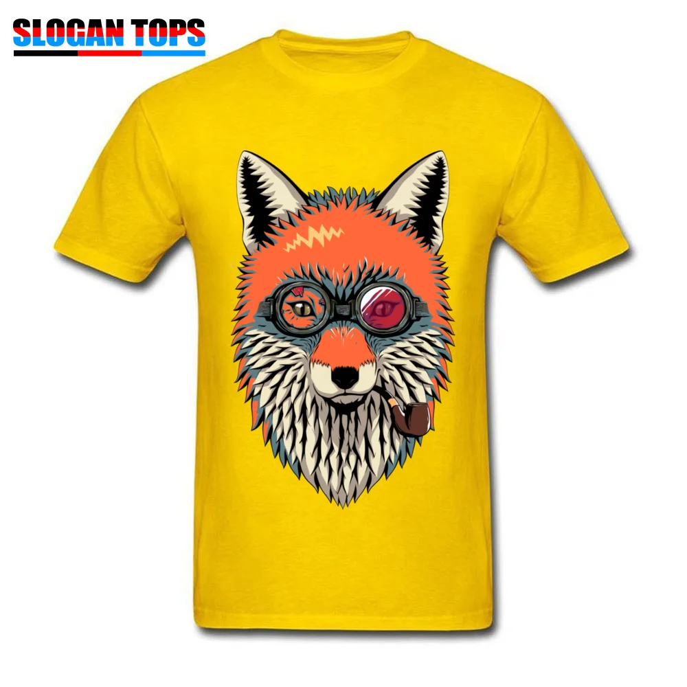 Graphic Mens Tops T Shirt Fox traveler Design Top T-shirts 100% Cotton Short Sleeve Funny Tee-Shirt O Neck Drop Shipping Fox traveler yellow