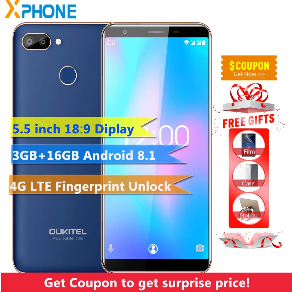 OUKITEL C11 Pro смартфон с 5 дюймовым дисплеем четырёхъядерным процессором 18:9 Android 8 1 ОЗУ
