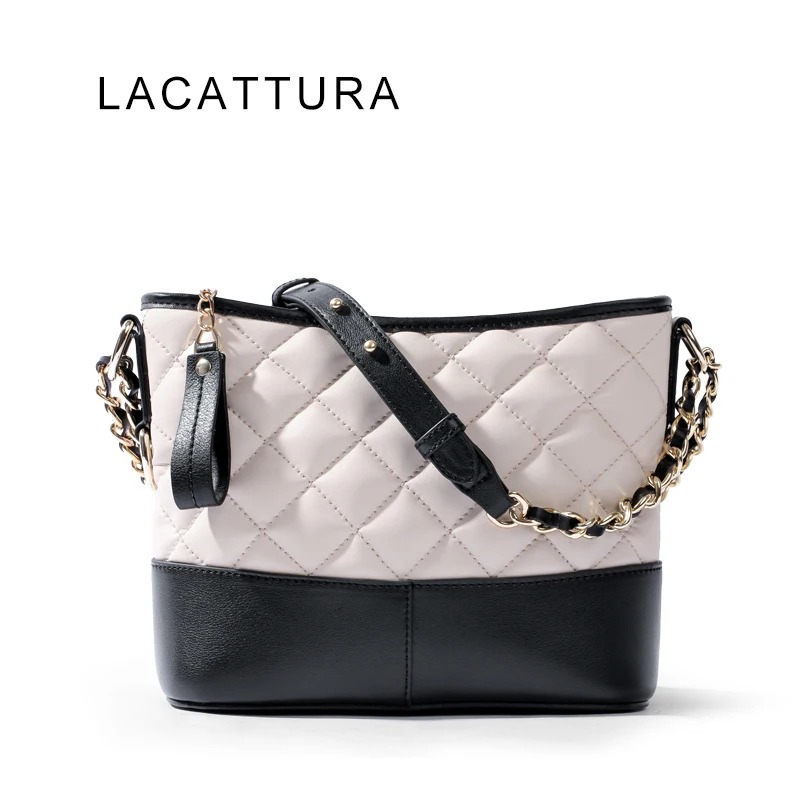 

LACATTURA 2019 New It Bag Luxury Brand Design Women Handbag Genuine Cowskin Leather Small Chain Gabrielle Bag Messenger Hobo Bag