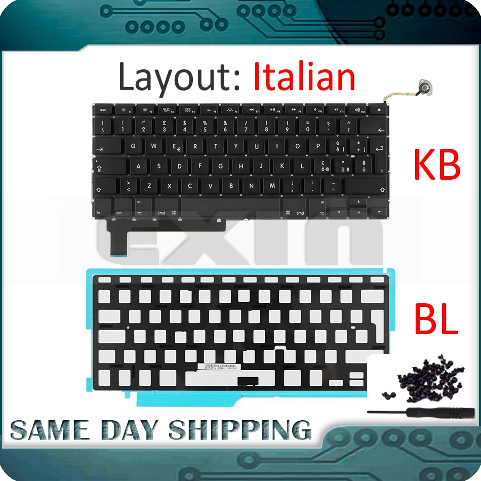

NEW for Macbook Pro 15'' A1286 Italian Italy Keyboard+Backlight Backlit+100Pcs Screws 2009 2010 2011 2012 Year
