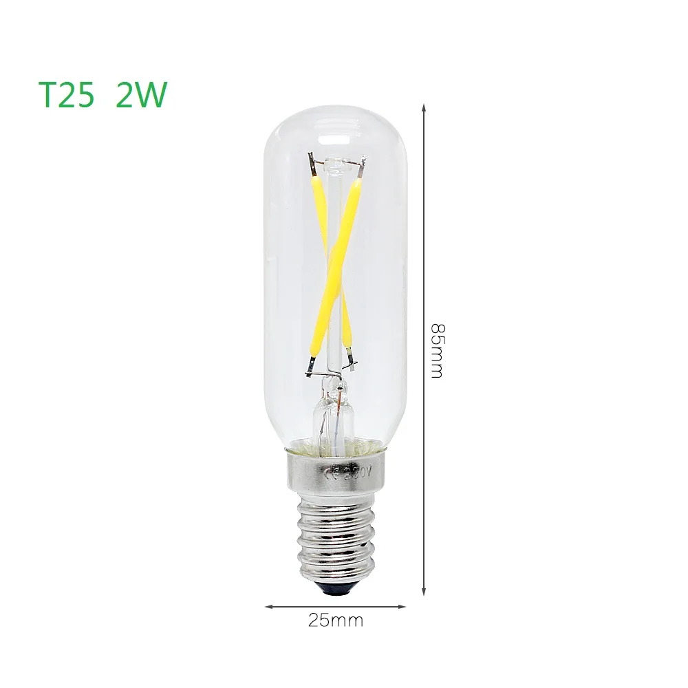 Ретро лампы Эдисона E14 светодиодный нити свеча Luz 2 W 4 W AC 220 V Винтаж стеклянный светодиодный светильник энергосберегающие лампы хрустальная люстра T25 C7 - Испускаемый цвет: T25 2W