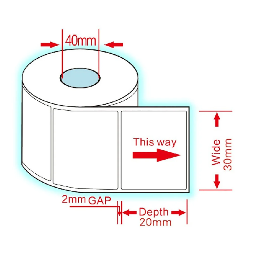 1000 шт/рулон 30x20 мм самоклеющиеся термоэтикетки штрих-кодов наклейки бумага для печати
