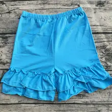 Высококачественные дешевые королевские синие двойные шорты с рюшами трикотажные хлопковые детские штаны с оборками