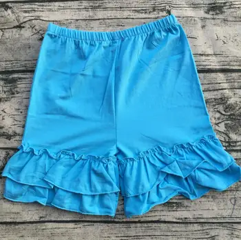 

High Quality Cheap Wholesale royal blue double ruffled shorts knit cotton baby icing ruffled pants