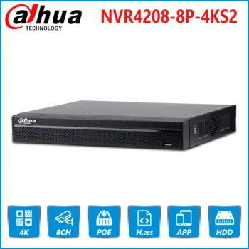 

Dahua NVR4208-8P-4KS2 8 Channel 8PoE 4K&H.265 Lite Network Video Recorder 4K Resolution For IP Camera Security CCTV System
