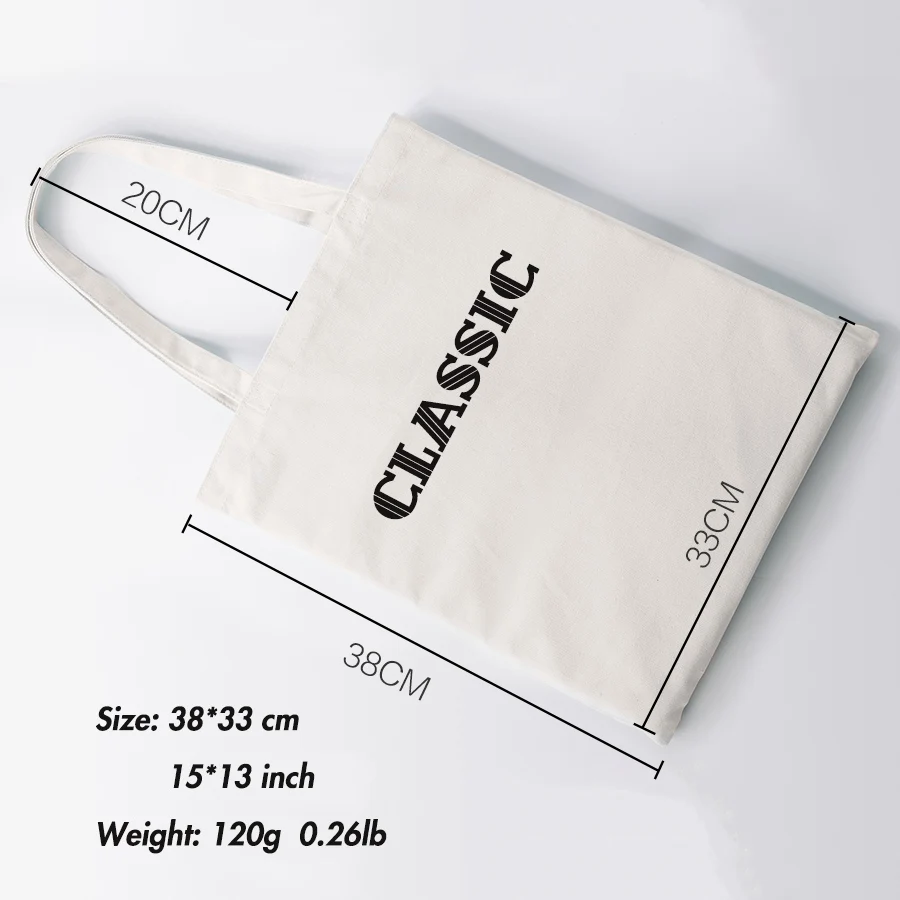 Custom Tote Bag Shopping Add Your Text Print Original Design White Zipper Unisex Fashion Travel Canvas Bags